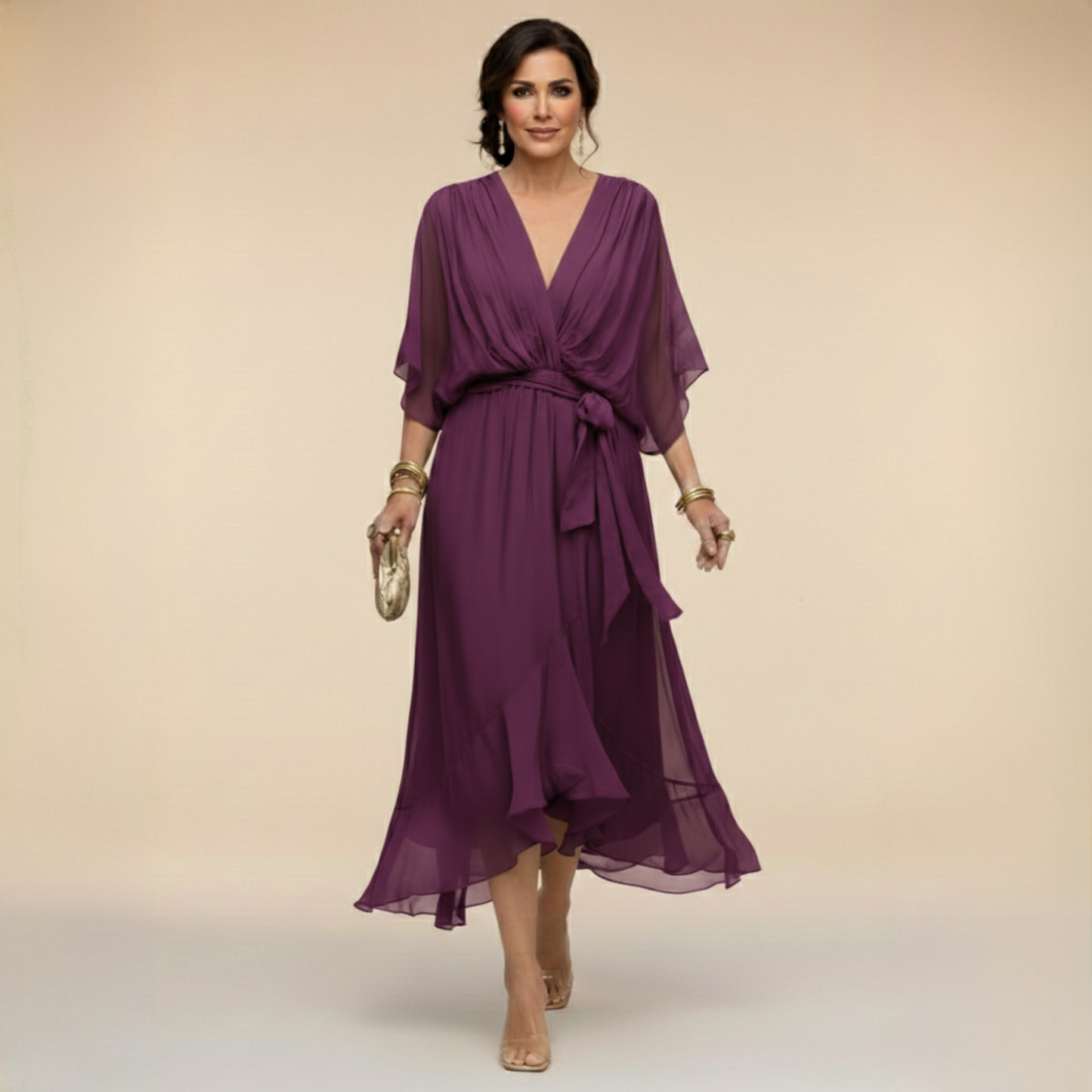 DANIELLE | CHIFFON V-NECK DRESS