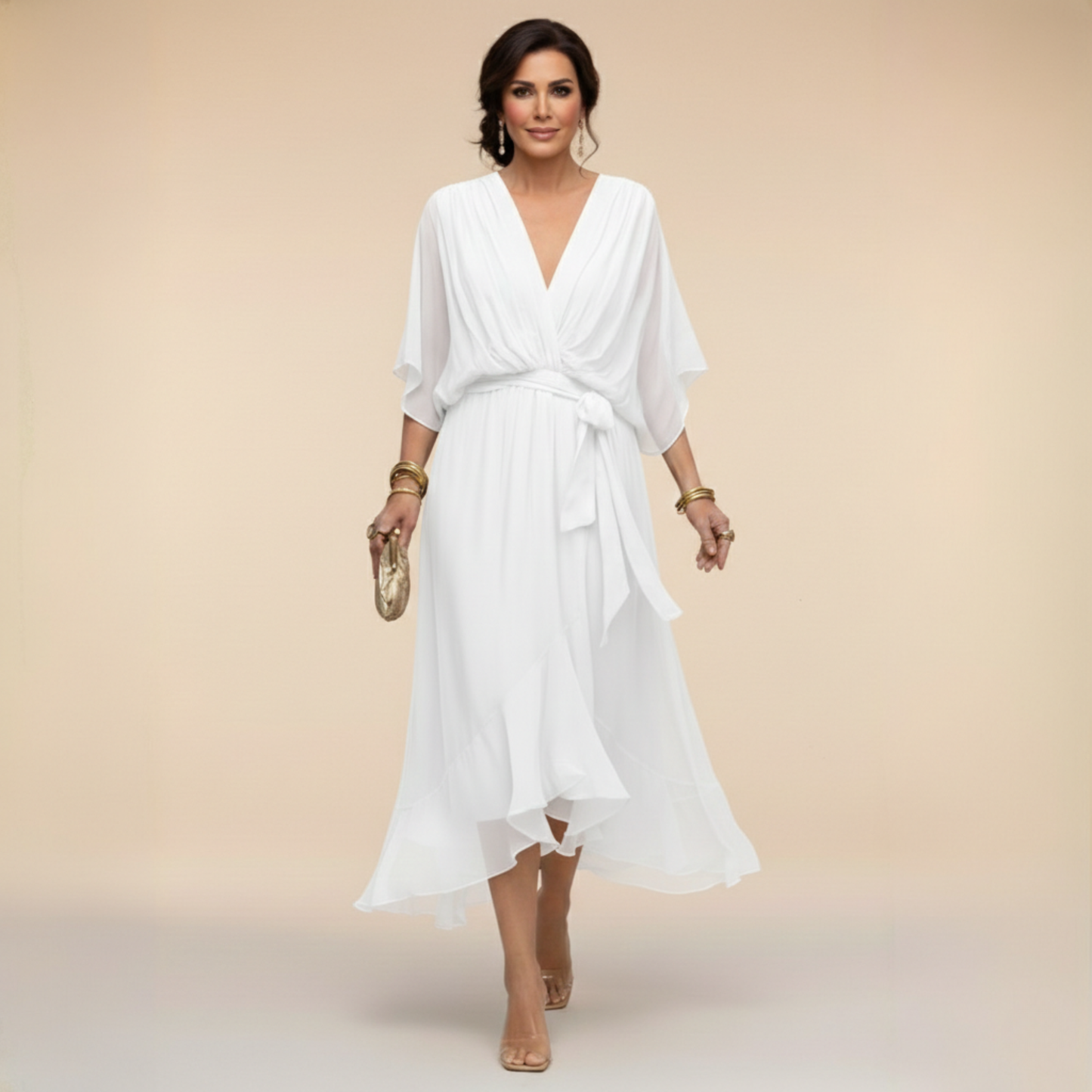 DANIELLE | CHIFFON V-NECK DRESS