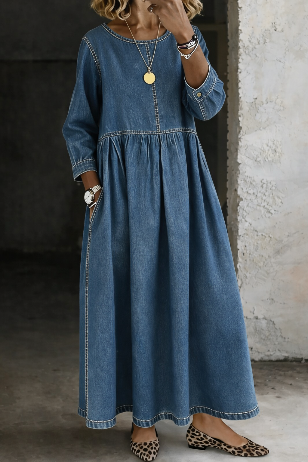 Patty | Long Sleeve Denim Dress
